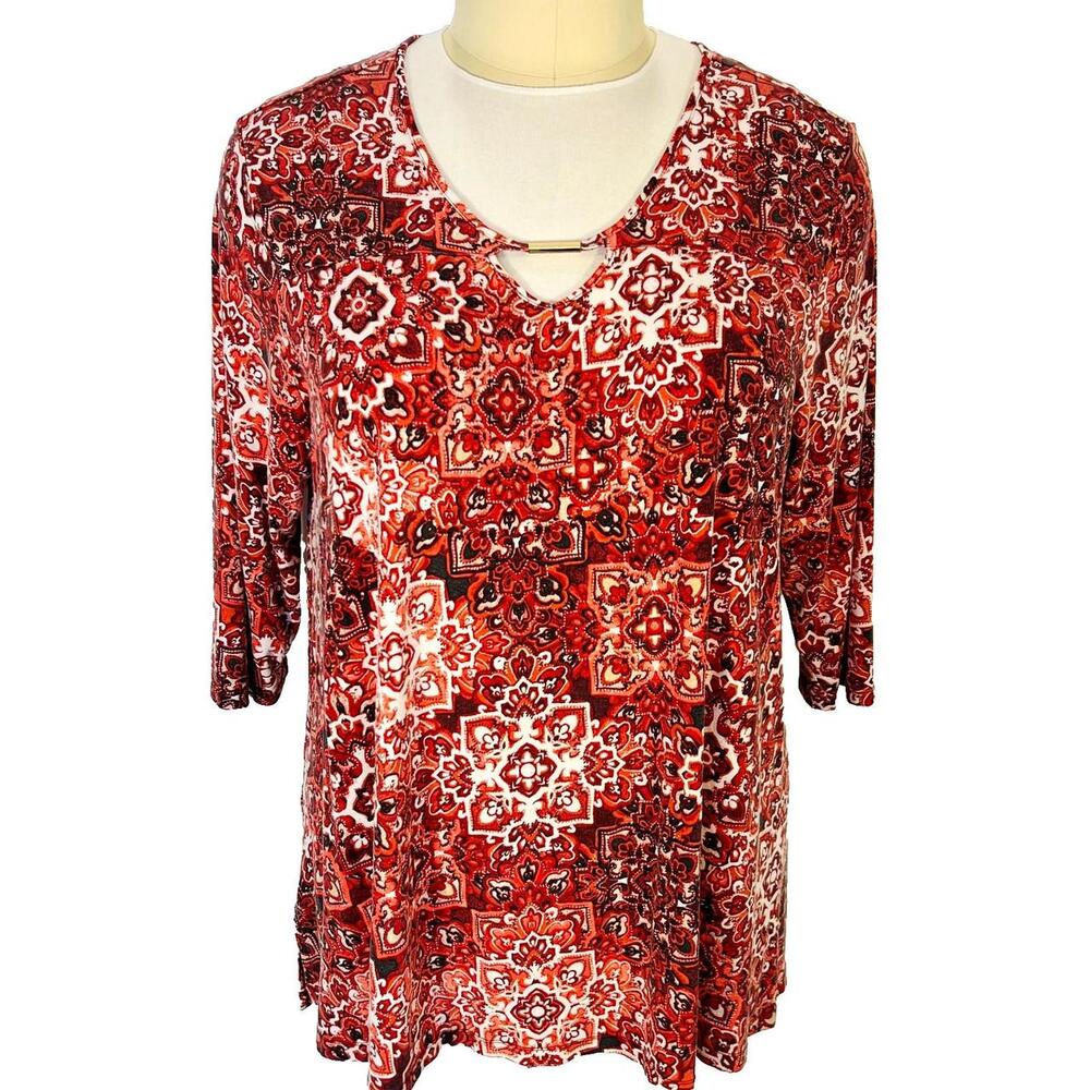 Catherines Tunic Women XXL Red Polyester Relaxed